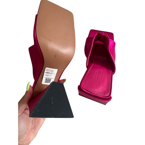 ASOS Design Pink Fabric Block Triangle Heels Sandals Size EU 36 / US 5 - Picture 9 of 14